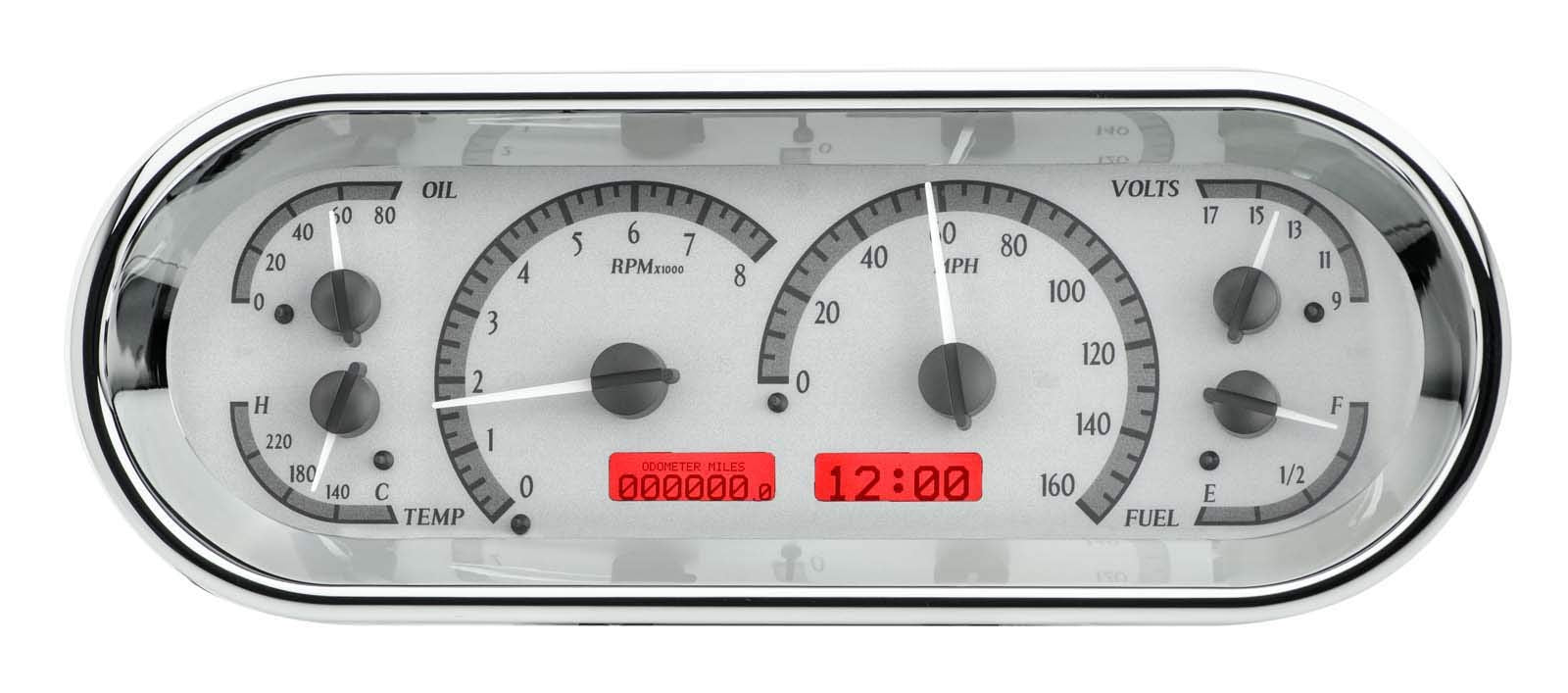 VHX System Rounded Rectangle, Satin Alloy Style Face, Red Display