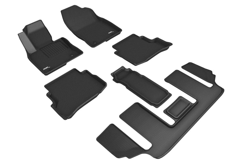 MAXpider 3D Custom Fit All-Weather Floor Mats for Mazda CX-9 6-Seater 2020-2022 Kagu Series (1st, 2nd & 3rd Row, Black)