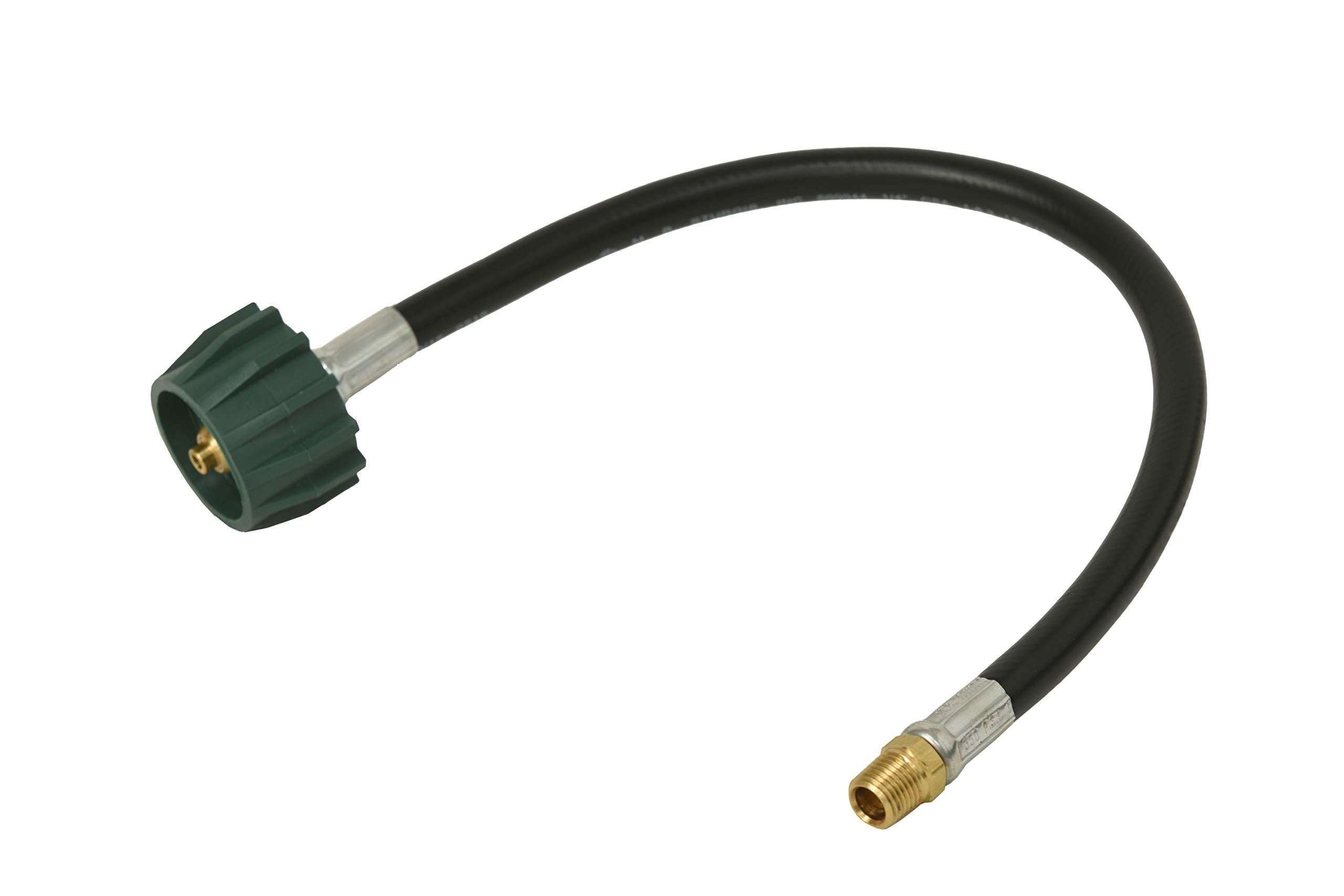 100473-18 Flame King, 1/4" Male NPT Adapter (Not Flare), Solid Rubber Pigtail Hose for RV Regulators, Black/Brass, 18 inches