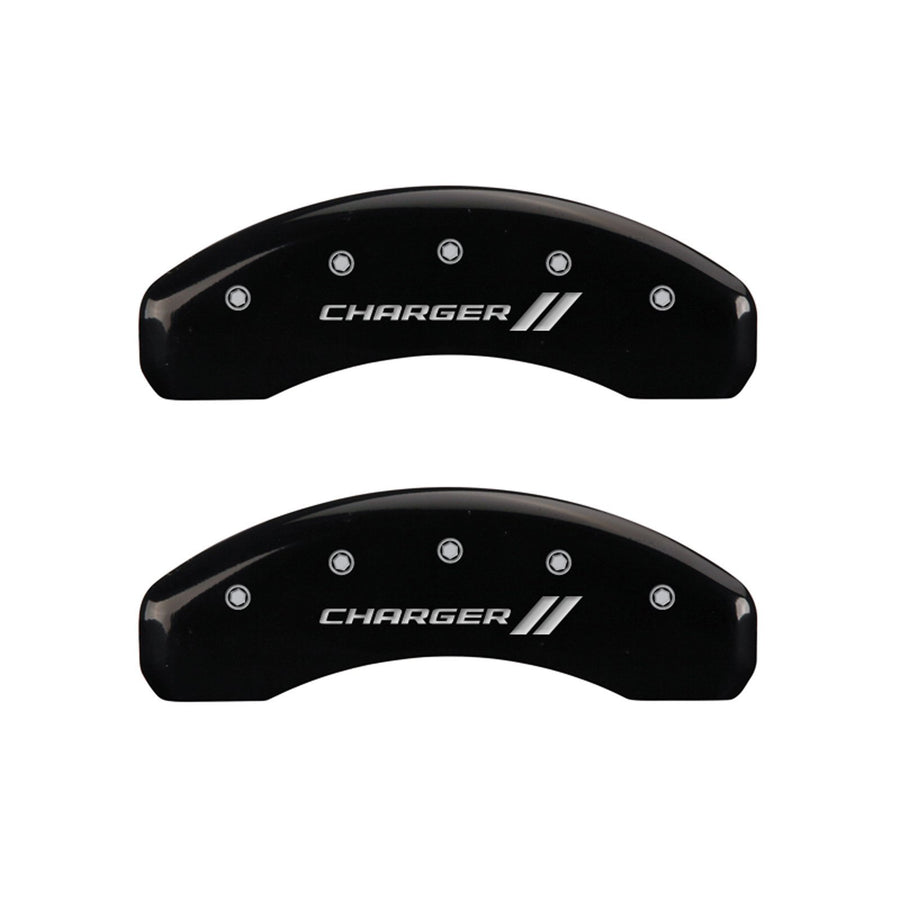 Charger ll MGP Caliper Covers 12088SCH1BK Engraved Caliper Cover with Black Powder Coat Finish and Silver Characters, (Set of 4)