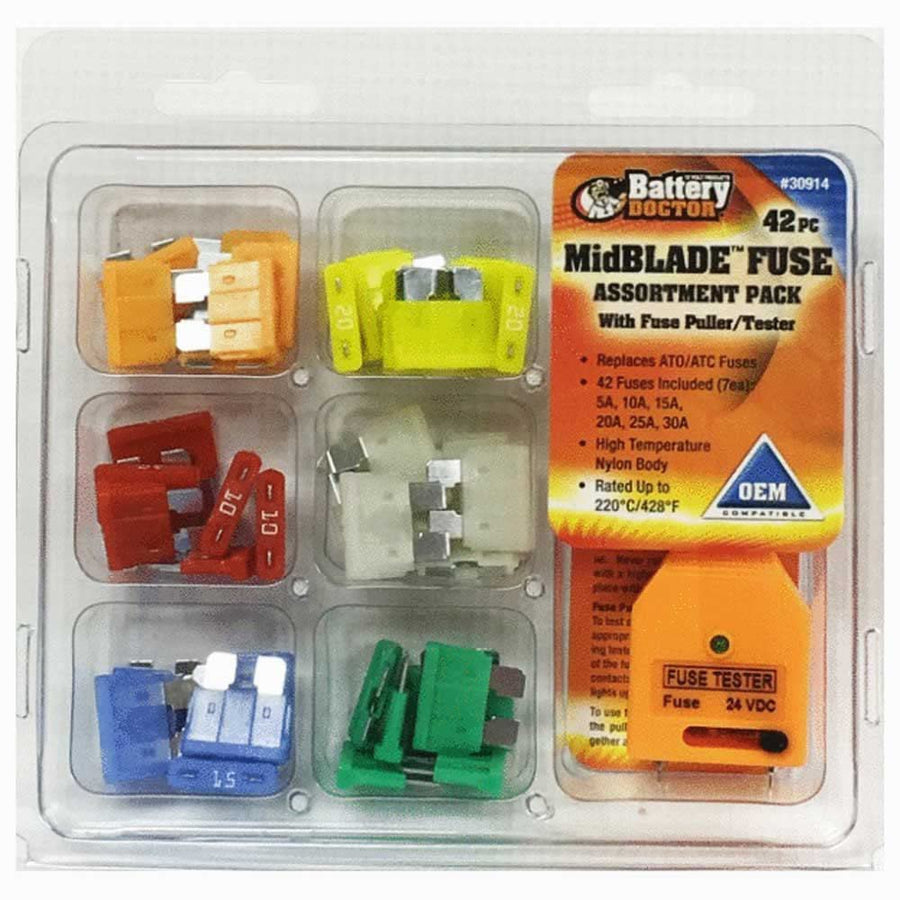 Battery Doctor WirthCo 30915 Minblade Fuse Kit with Puller and Tester, 42 Piece