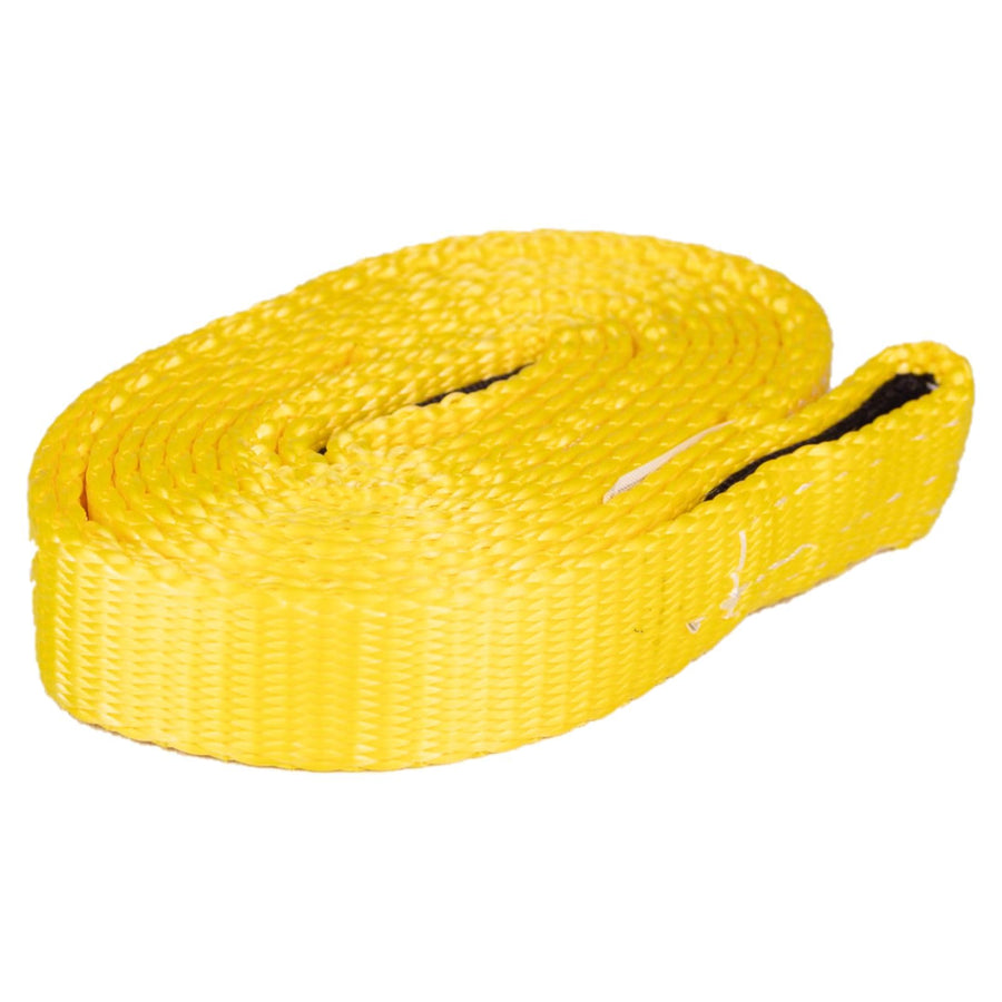 Mile Marker Single 19108 Yellow 1″ x 8′ ATV Tow Strap - Designed for Strength & Durability - Rated to 7,200 lbs. - Reinforced Eyelet on Each End - Worry Free Storage