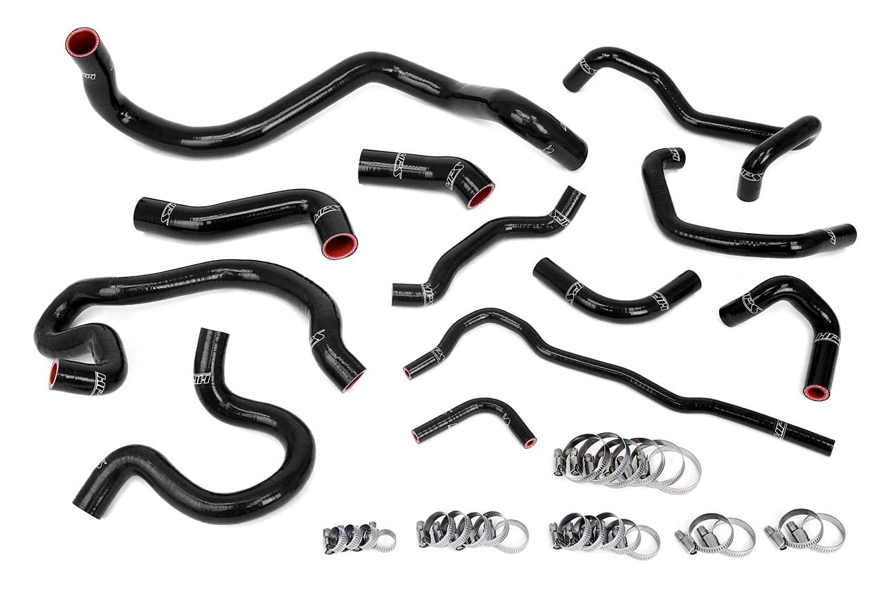3-ply HPS Black Reinforced Silicone Radiator + Heater Coolant Hose Kit 57-2098-BLK