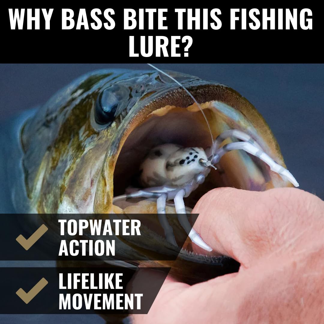Lunkerhunt Fishing Lure Spider | Most Realistic Topwater Fishing Bait with Self-Righting Ballast for Natural Walking Action | Hollow Body Weedless Hooks for Bass Fishing (Widow Maker Phantom Spider)