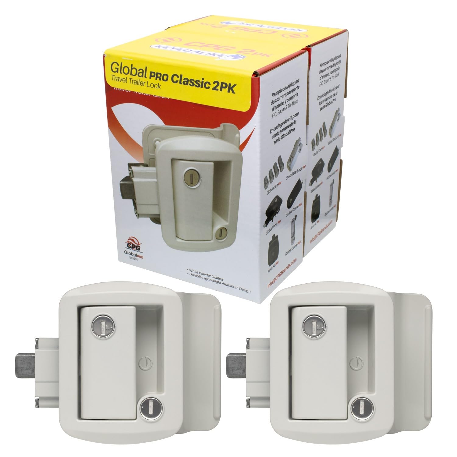 Creative Products Group TTL-43610AL-9009-2PK Keyed-A-Like Standard Entry Door Lock - White (2-Pack)
