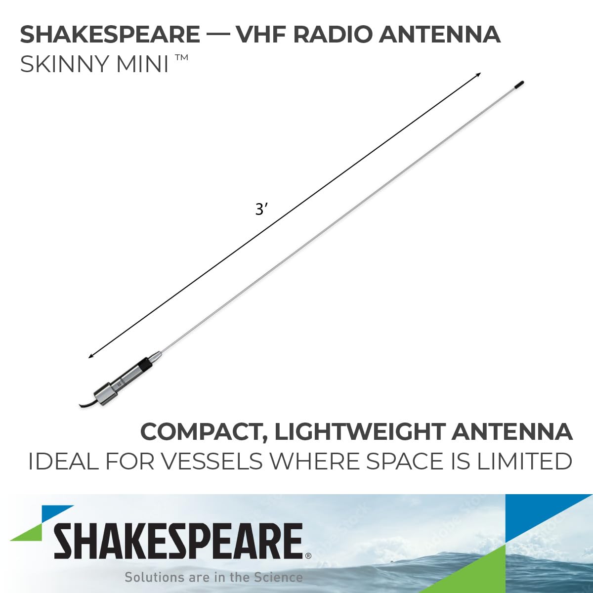 Low Profile Shakespeare Skinny Mini VHF Antenna - 36"