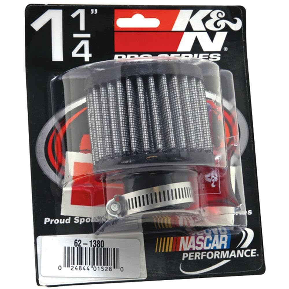K&N Air Filter/ Breather Vent: High Performance, Premium, Washable, Replacement Engine Filter: Flange Diameter: 1.25 In, Filter Height: 2.5 In, Flange Length: 0.625 In, Shape: Breather, 62-1380