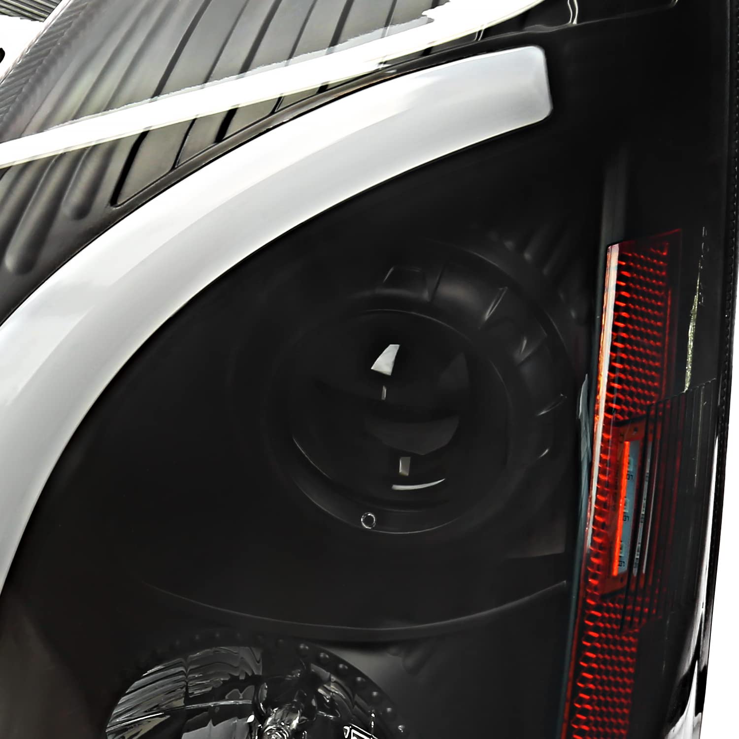 Black Smoke LED Switchback Projector Headlights SPEC-D TUNING Compatible with 2008-2014 Cadillac CTS, Left + Right Pair Headlamps Assembly