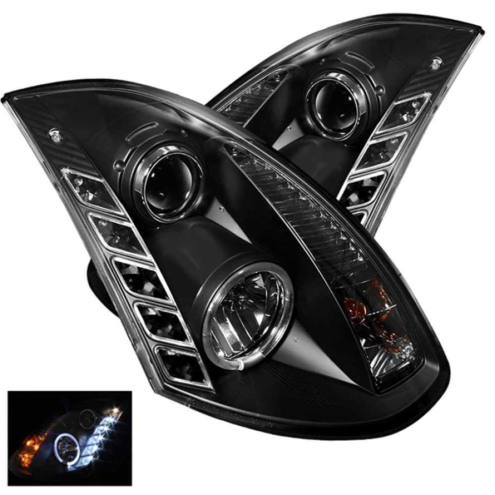 Spyder Infiniti G35 03-07 2DR Projector Headlights - Xenon/HID Model Only (Not Compatible With Halogen Model) - LED Halo - DRL - Black - High H4 (Included) - Low D2R (Not Included)