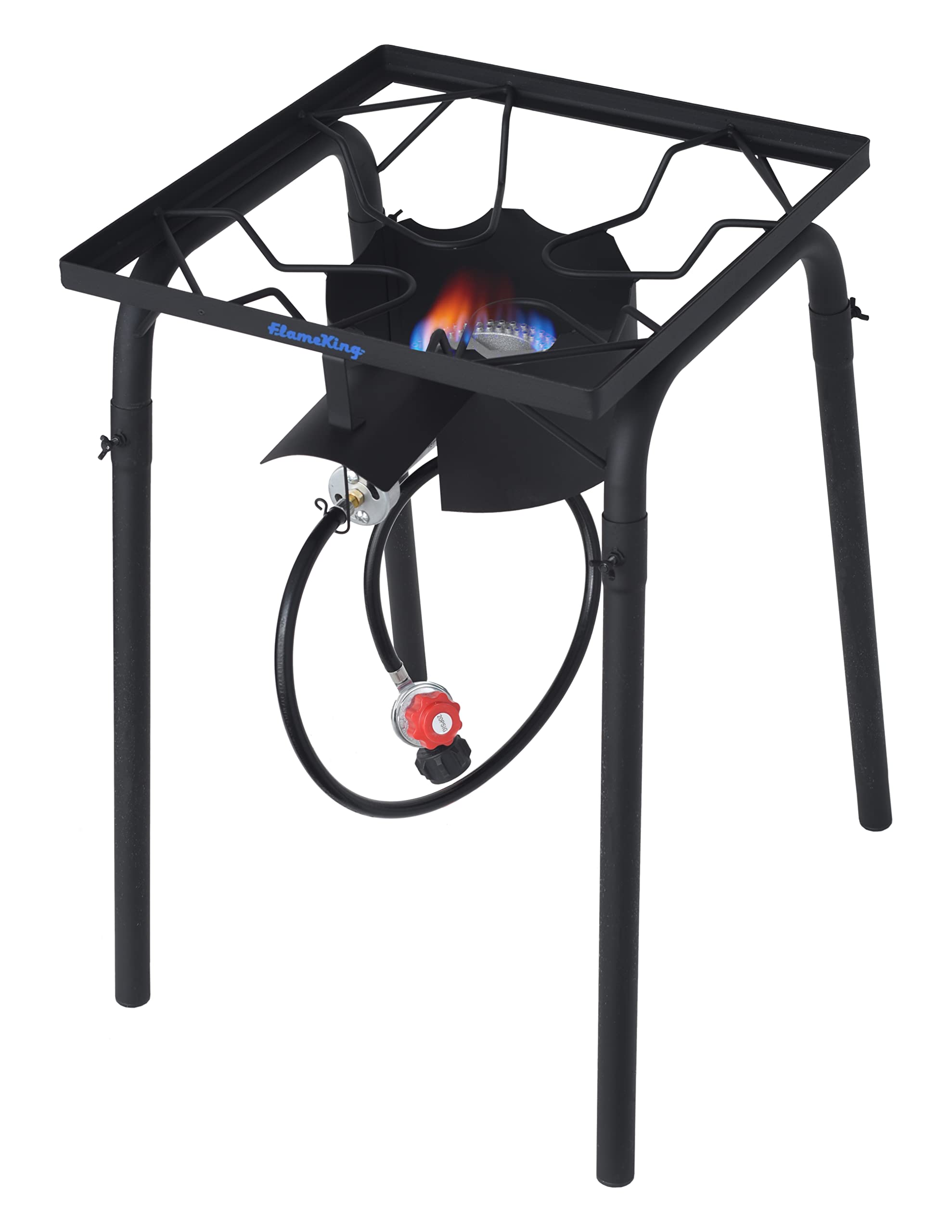 Flame King 100,000 BTU Heavy Duty Propane Gas Single Burner Bayou Cooker Outdoor Stove for Home Brewing, Turkey Fry, Maple Syrup Prep, Cajun Cooking