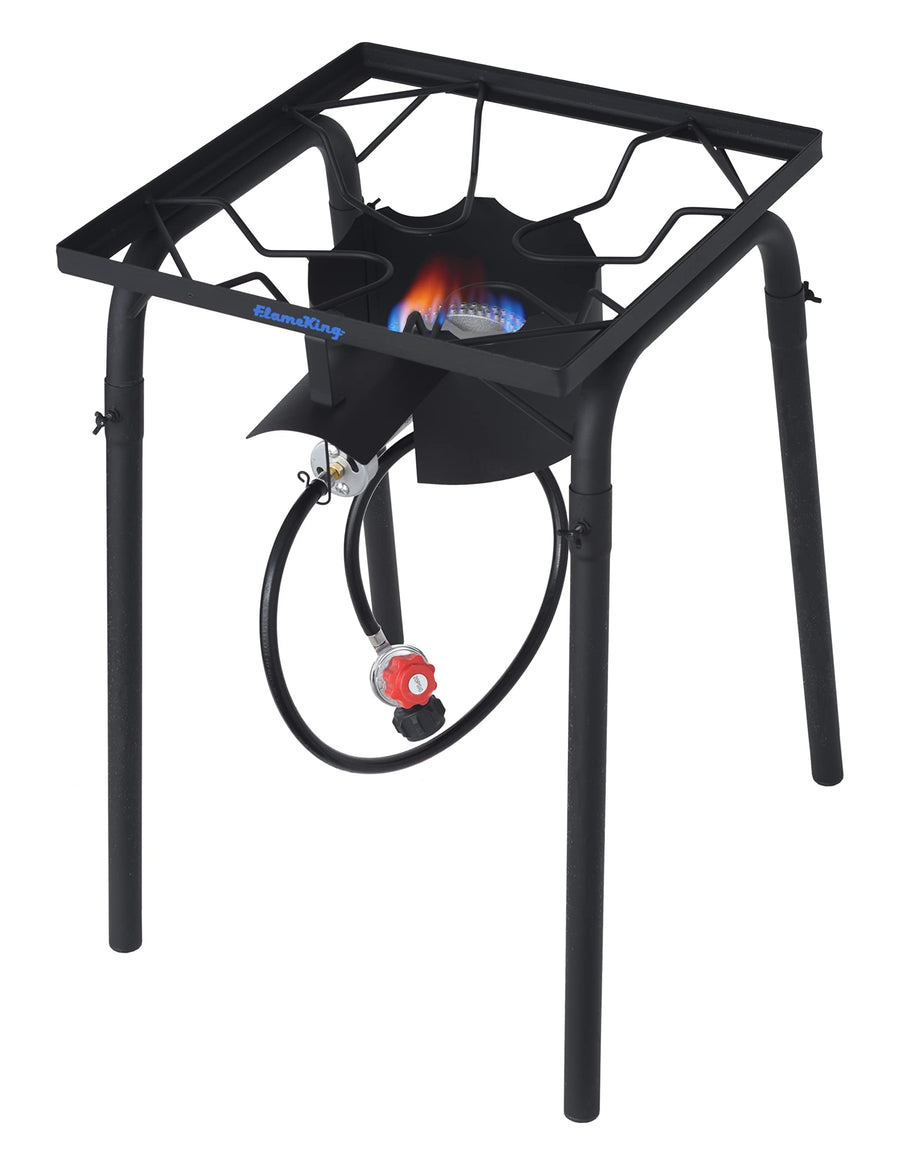 Flame King 100,000 BTU Heavy Duty Propane Gas Single Burner Bayou Cooker Outdoor Stove for Home Brewing, Turkey Fry, Maple Syrup Prep, Cajun Cooking