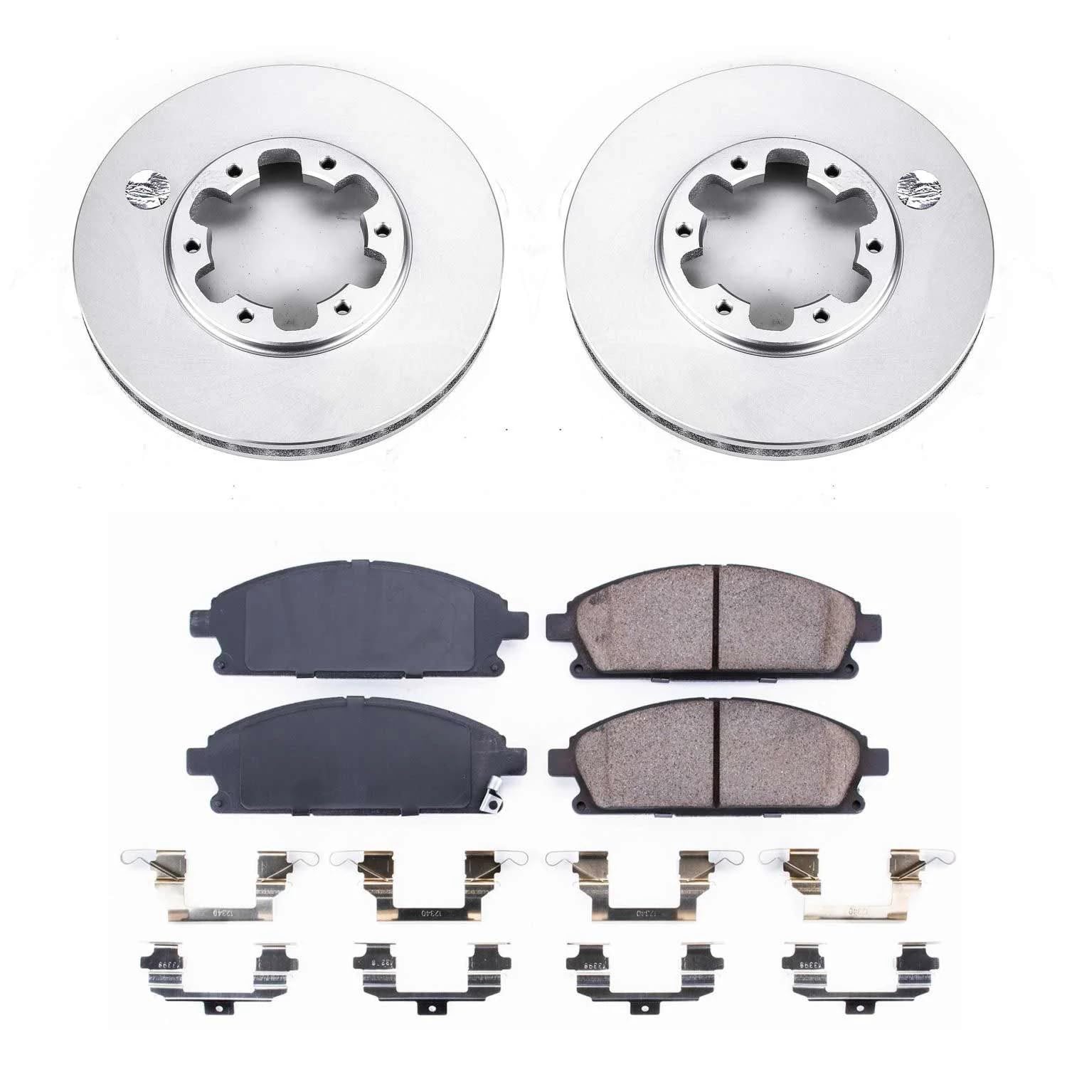 Power Stop Coated Brake Rotor & CRK1175 Ceramic Brake Pads- front For Nissan Pathfinder 1996-1998 [Model Specific]