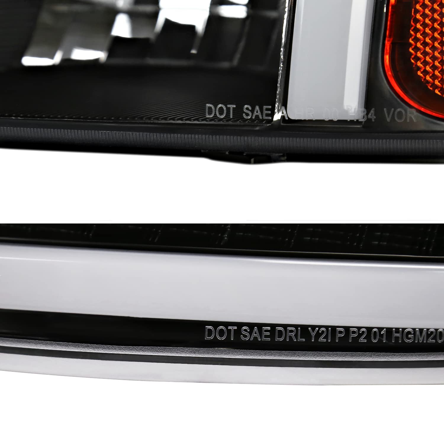 Black LED Tube Headlights + SPEC-D TUNING Sequential Bumper Lights Compatible with 2000-2006 GMC Sierra Denali, Yukon XL Denali