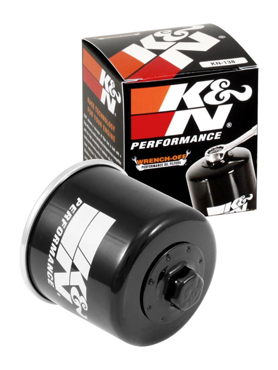 K&N Motorcycle Oil Filter: Premium, High Performance, Designed to be used with Synthetic or Conventional Oils, Wrench Off Nut: Fits Select Suzuki Motorcycles, KN-138