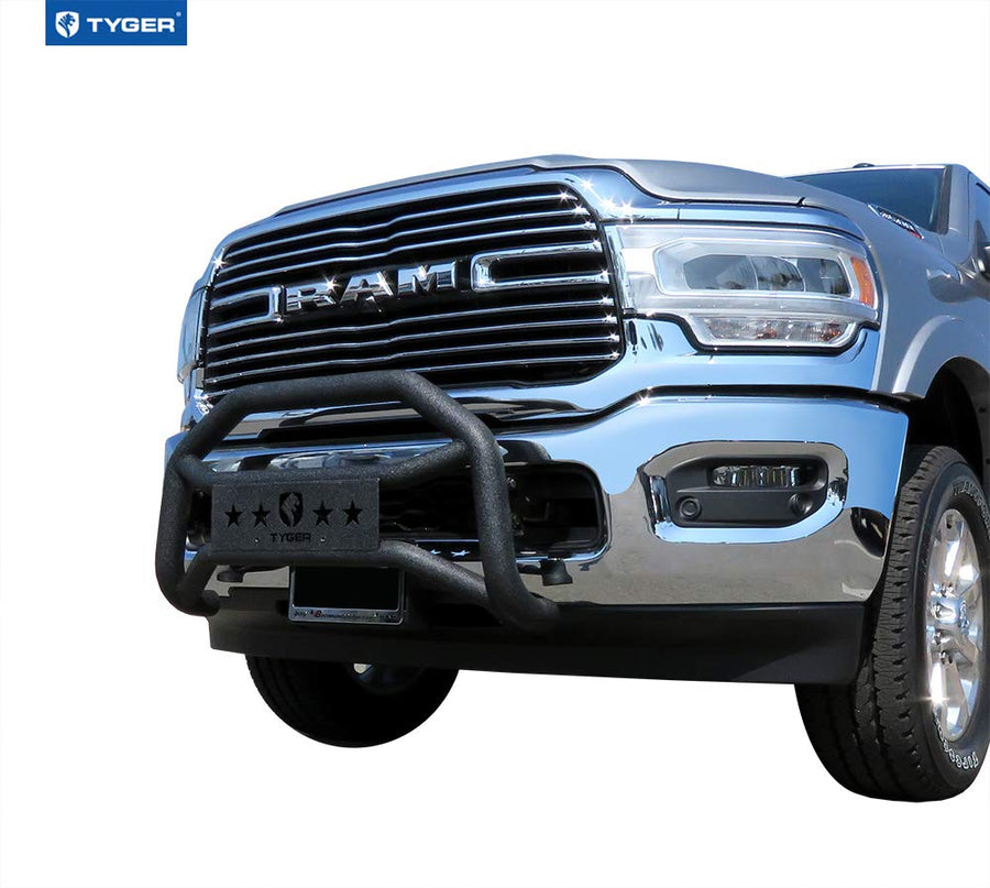 Tyger Auto TG-GD6D60528 Bumper Guard Front Compatible with 2019-2024 Dodge Ram 2500 3500 | Not Fit Power Wagon Trim | Textured Black | Light Mount | Bull Bar
