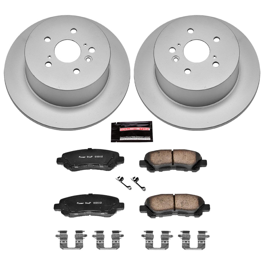 Power Stop Coated Brake Rotor CRK4714 & Ceramic Brake Pads- rear For Toyota Highlander 2008-2013 [Model Specific]