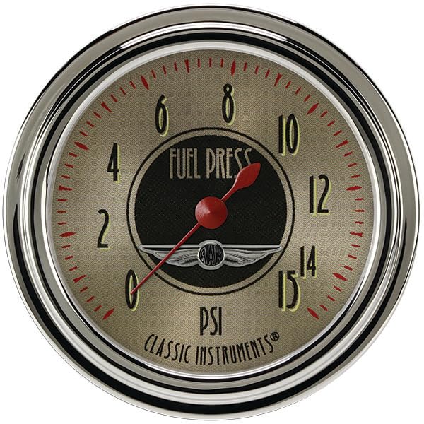 AN345SLC Classic Instruments All American Nickel 2 5/8" Fuel Pressure Gauge 15 PSI Electric