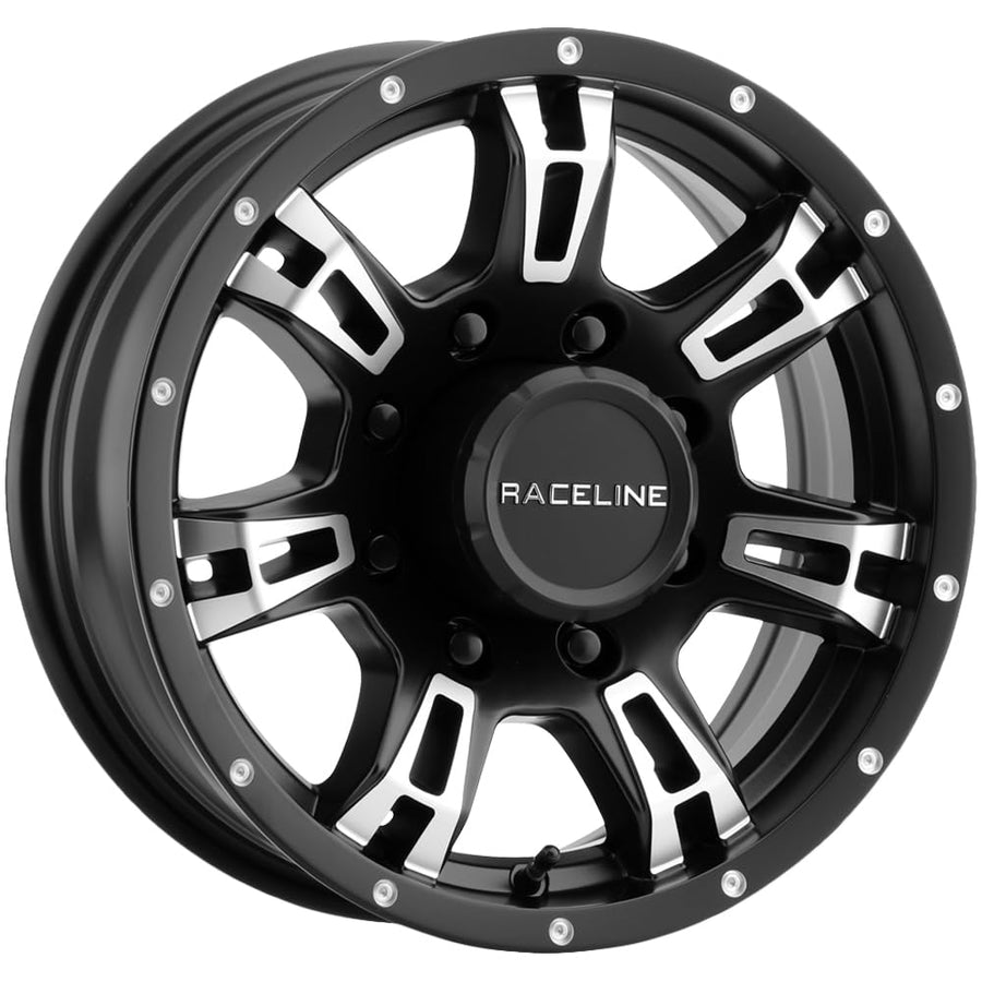 Raceline 840 Wheels Arsenal Satin Black Machined Face Trailer Wheel (16 x 6. inches /8 x 165 mm, 0 mm Offset)