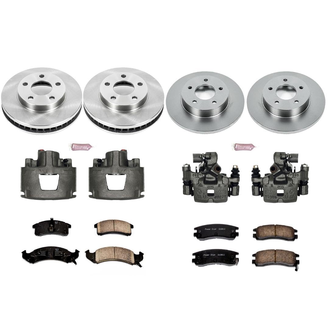 Power Stop KCOE2762A Replacement Autospeciality Front and Rear Caliper Kit- OE Rotors, Ceramic Brake Pads, Calipers
