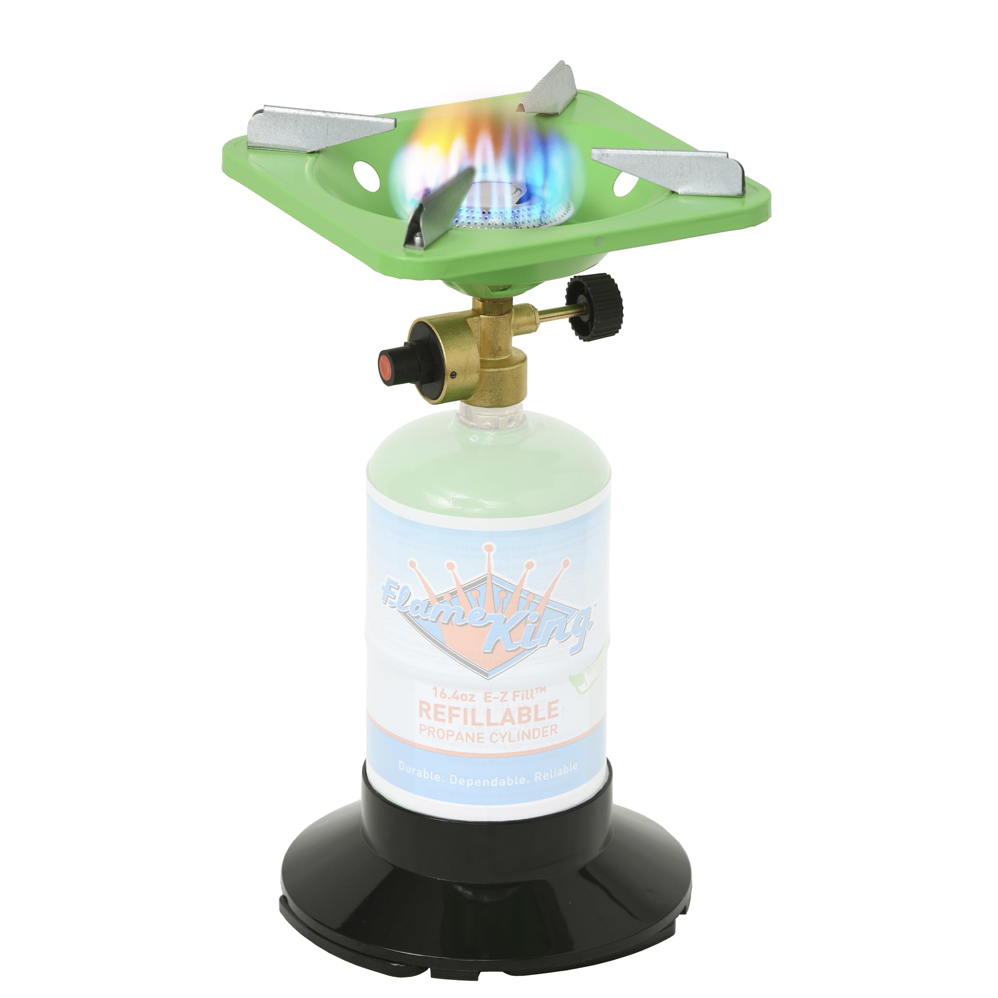 Portable Flame King YSNVT-508 Camping BottleTop Stove with Stable Lightweight Base Stand, Great for Outdoor Cooking, Backpacking, Compatible with 1LB Propane Gas Bottle