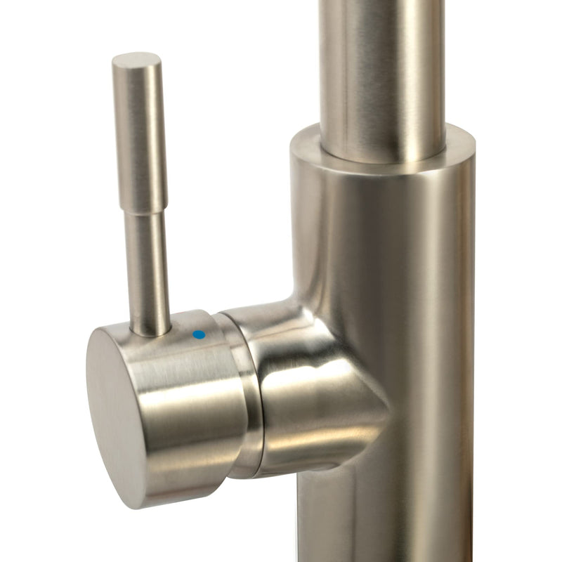 Dura Faucet RV Swivel DF-MK504SLK-SN High-Arc Spring Kitchen Sink Faucet - Single Handle - Kitchen Faucet with Pull-Down Sprayer - Optional Deck Plate (Brushed Satin Nickel)