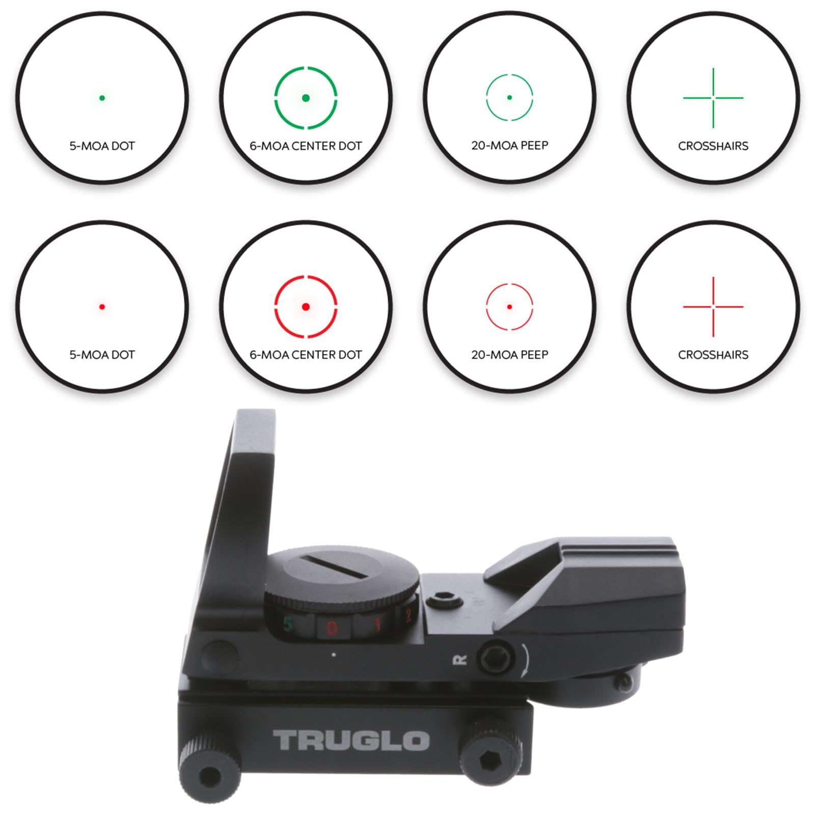 Red-Dot TRUGLO Open Sight Dual-Color 4-Reticle Black , 1x34mm