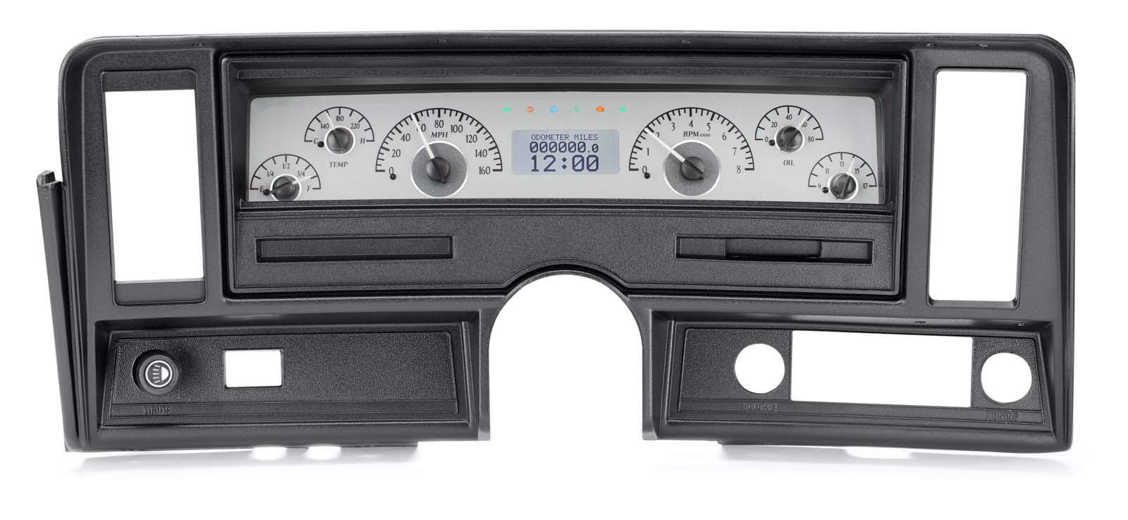 Dakota Digital VHX-69C-NOV-S-W 69-76 Chevy Nova Analog Dash Gauge System Silver Alloy White