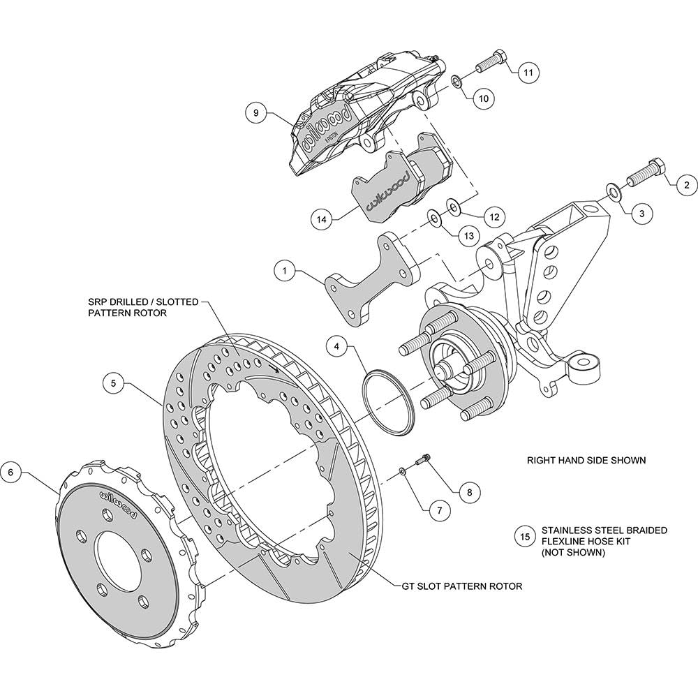 140-12048-R Wilwood KIT,FRONT,FFR,DP6,12.88x1.00,RED