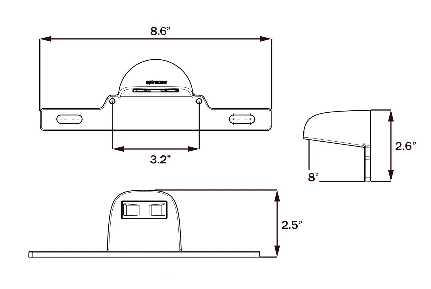 License Plate Optronics LPL57CBP Light and Bracket
