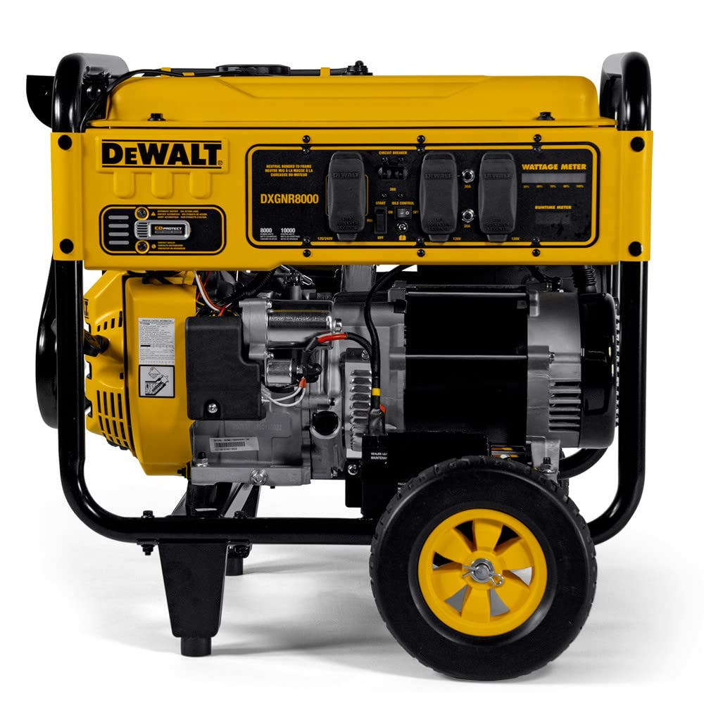 8,000-Watt DeWalt Portable Gas Generator - 420cc Engine - Electric Start - Smart Runtime and Wattage Meters - Heavy Duty Power for Home Backup or Jobsite