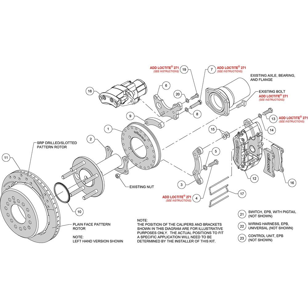 Wilwood Rear EPB/FDP-LP Kit 11in. Big Ford - SRP, Red