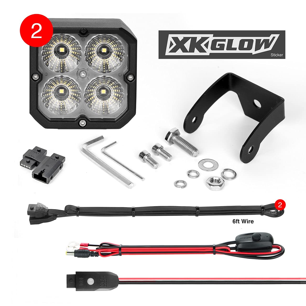 XKGLOW 2PC Cube Light Flood Beam SAE Bluetooth App Control