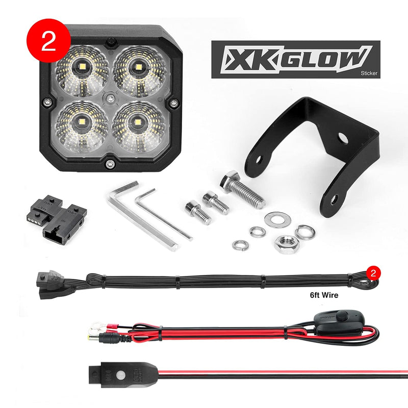 XKGLOW 2PC Cube Light Flood Beam SAE Bluetooth App Control