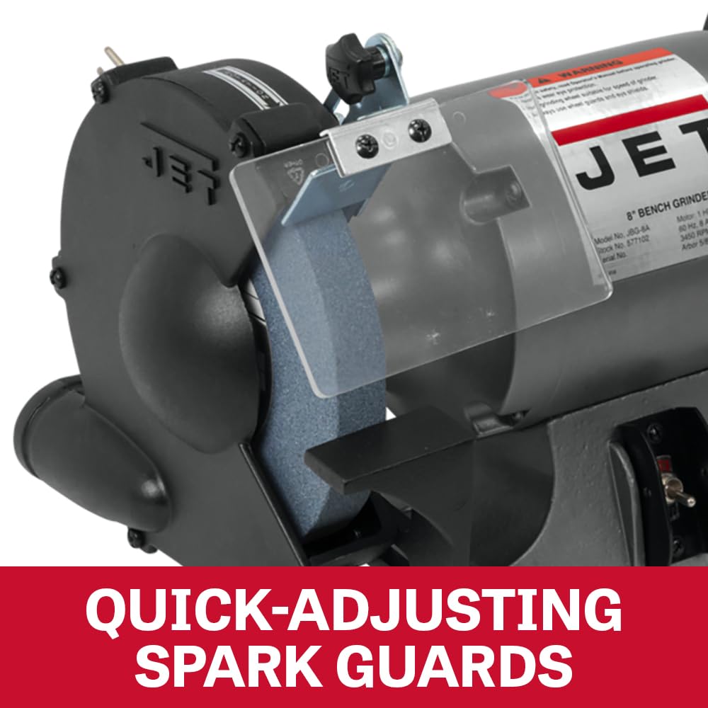 JET 8-Inch Grinder Bench, 3450 RPM, 1/2 HP, 120V 1Ph (Model JBG-8)