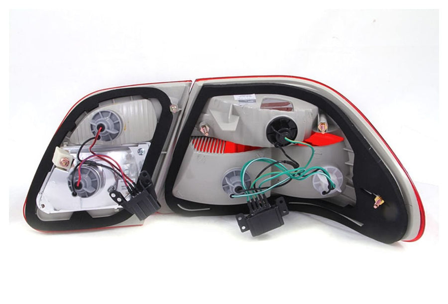 Chrome Euro Tail Light Set ANZO USA 221162-Red/Clear Lens