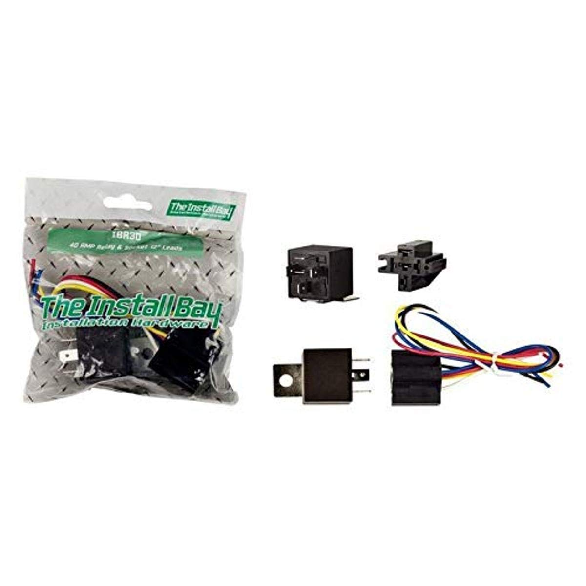 Install Bay - 12 Inch Leads 40 Amp Relay And Socket - Retail Pack (IBR30), Display Products