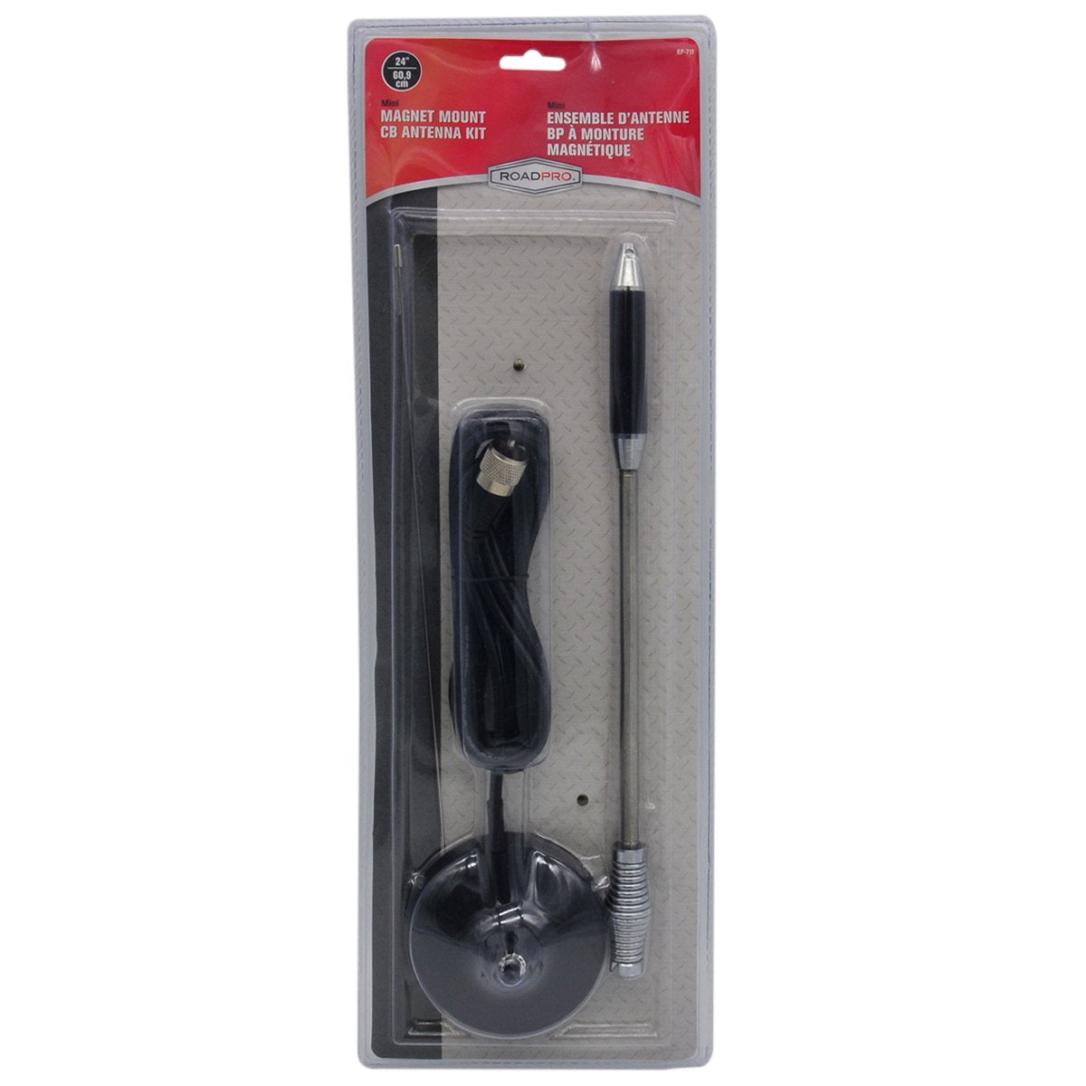 24" Magnet Mount RoadPro (RP-711) Stainless Steel CB Antenna Kit, Black