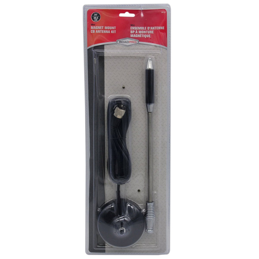 24" Magnet Mount RoadPro (RP-711) Stainless Steel CB Antenna Kit, Black