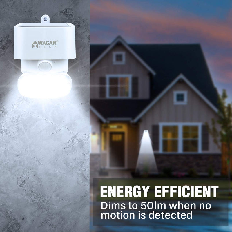 Wagan 2000 Lumen EL8569 Solar Wall Light Solar Outdoor Light LED Waterproof Motion Sensor Security Lights Bright Solar Wireless Flood Wall Lights
