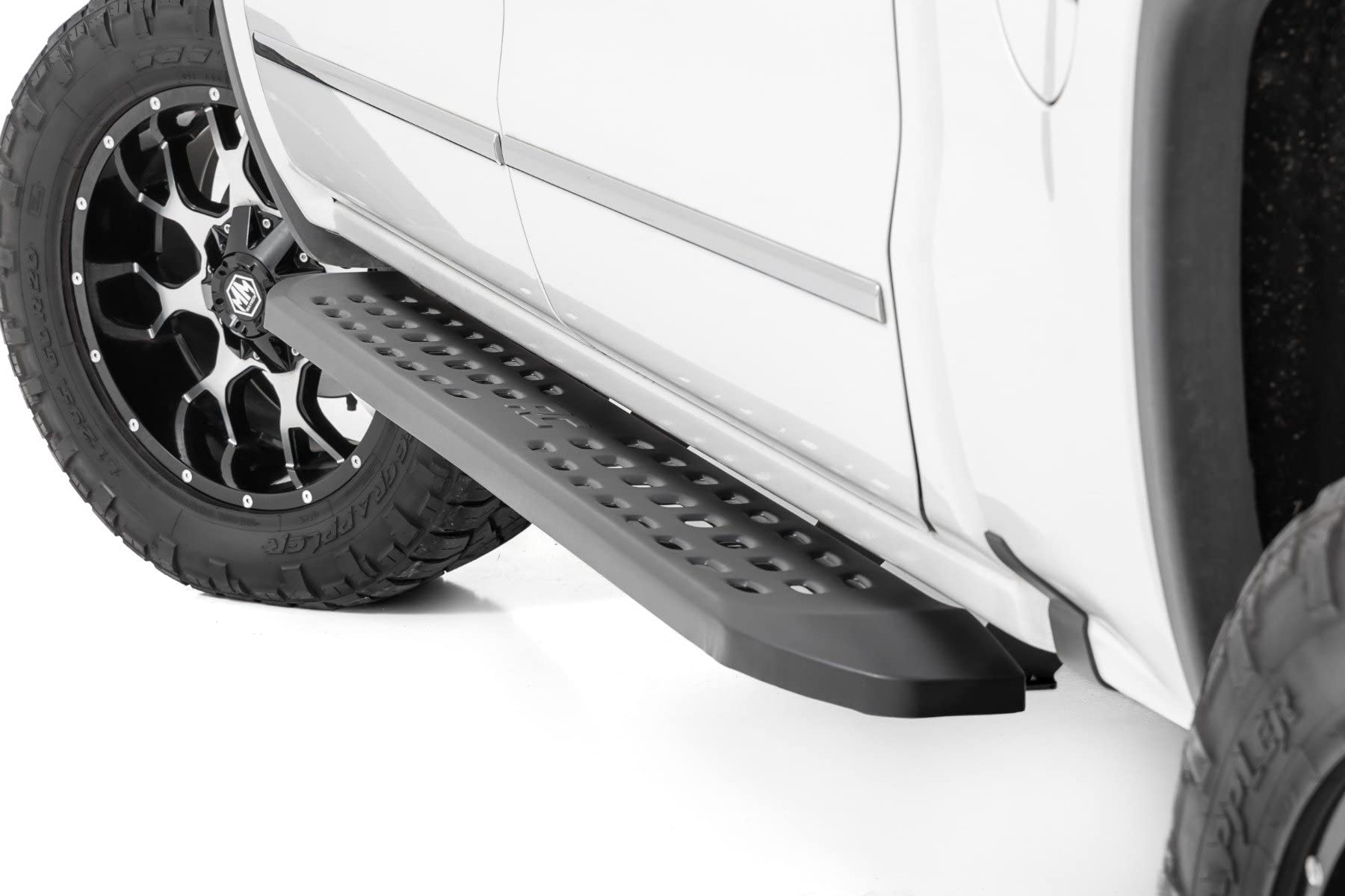 Rough Country Running Boards RPT2 for Chevy Silverado & GMC Sierra 1500/2500HD/3500HD (2007-2018) Crew Cab - Sleek Profile, Non-Slip Step, Easy Install