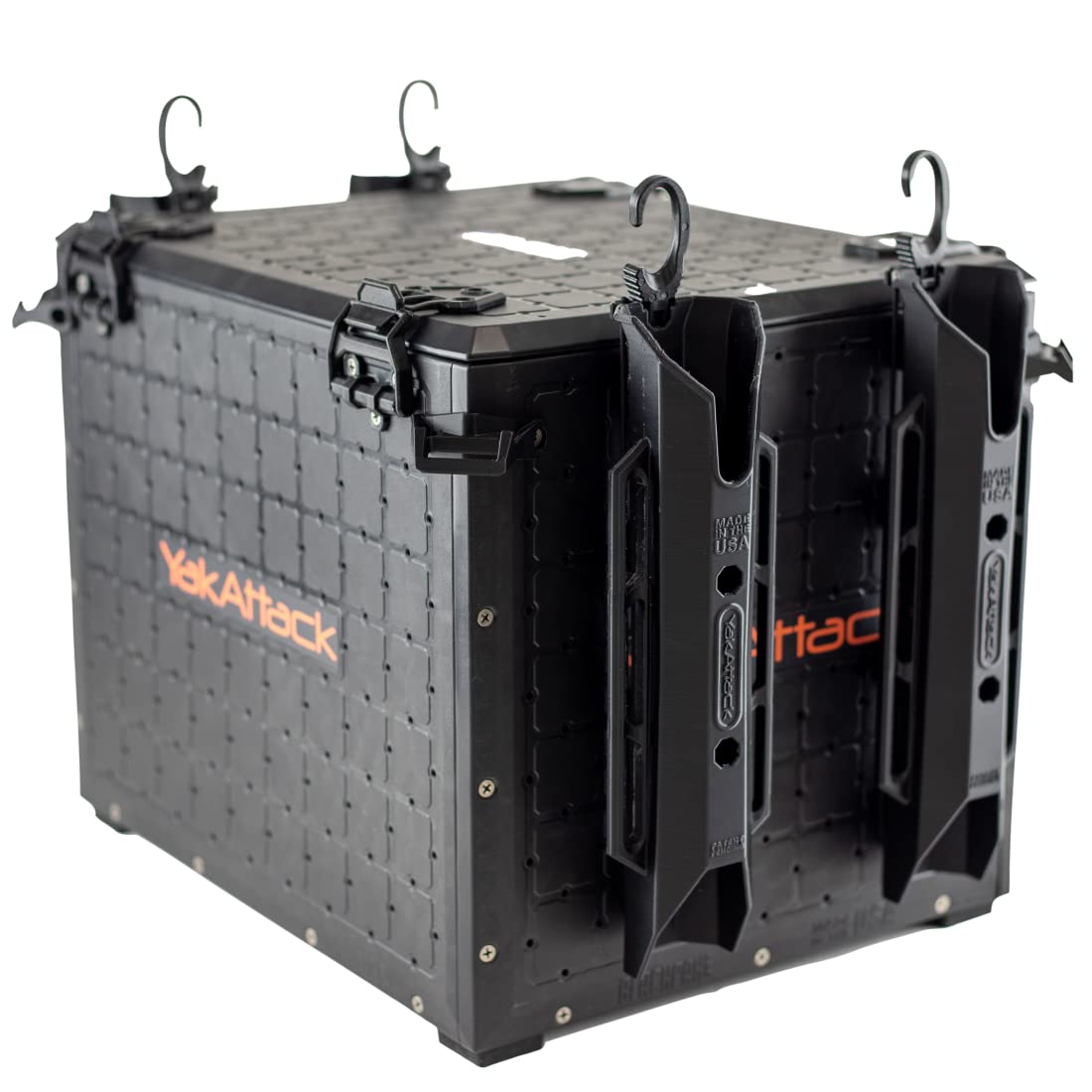 YakAttack 13" x 16" BlackPak Pro Kayak Fishing Crate with 4 Rod Holders - Black | Tackle Storage Box & Gear Organizer for Kayaks | Lightweight, Durable & Customizable Marine Accessory | Made in USA
