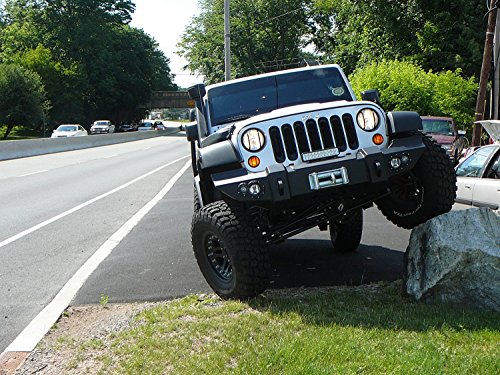 Fab Fours Lifestyle Winch Front Bumper JK07-B1851-B Uncoated/Paintable w/o Grill Guard Incl. Winch Mount/1 in. D-Ring Mounts/Light Cut-Outs w/Hella 90mm Fog Lamps And 60mm Turn Signals [AWSL]