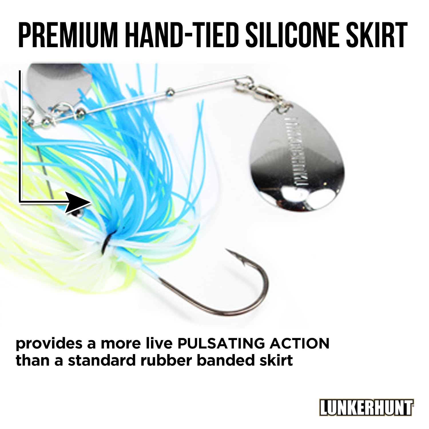 Impact Ignite Lunkerhunt | Spinnerbaits with 2 Willow Leaf Blades | Sink Fast Fishing Lure for Bass and Trout | Silicon Skirt, Swim Jig Saltwater and Deep Water Fishing Bait
