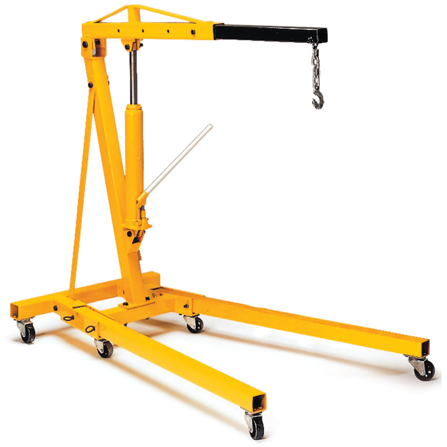 W41029 Performance Tool Folding Wheeled Engine Crane for Vehicle Maintenance, Yellow, 2-ton Capacity