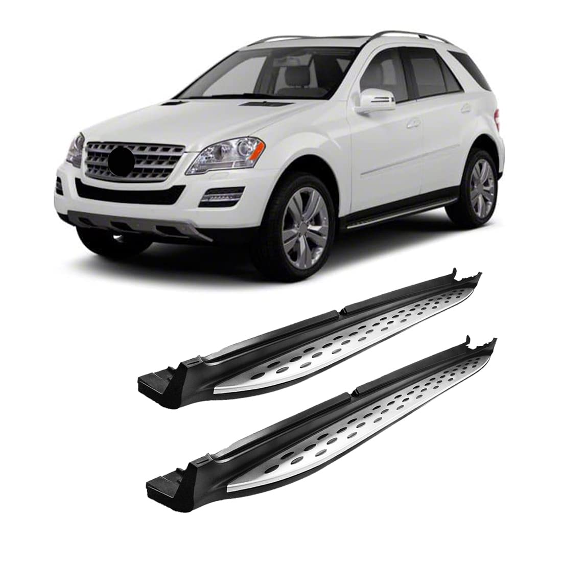 OEM Replica Black Horse Running Boards Aluminum Compatible with 07-09 -Benz ML320|06-09 -Benz ML500|08-11 -Benz ML550|07-11 -Benz ML63 AMG|06-11 -Benz ML350|10-11 -Benz ML450-RMW164