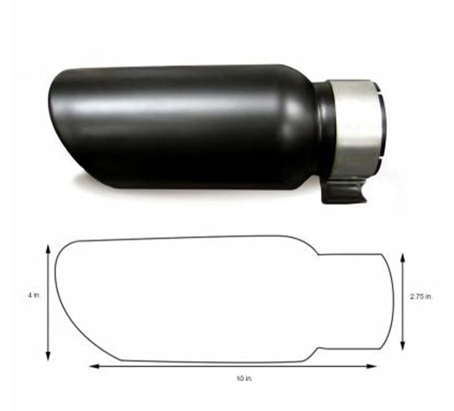 Exhaust Muffler Tip Black Horse, 3" inlet,4" outlet and 10" Length Single Wall Black Compatible with All Cars, Trucks and SUVs-MT-RR01BK