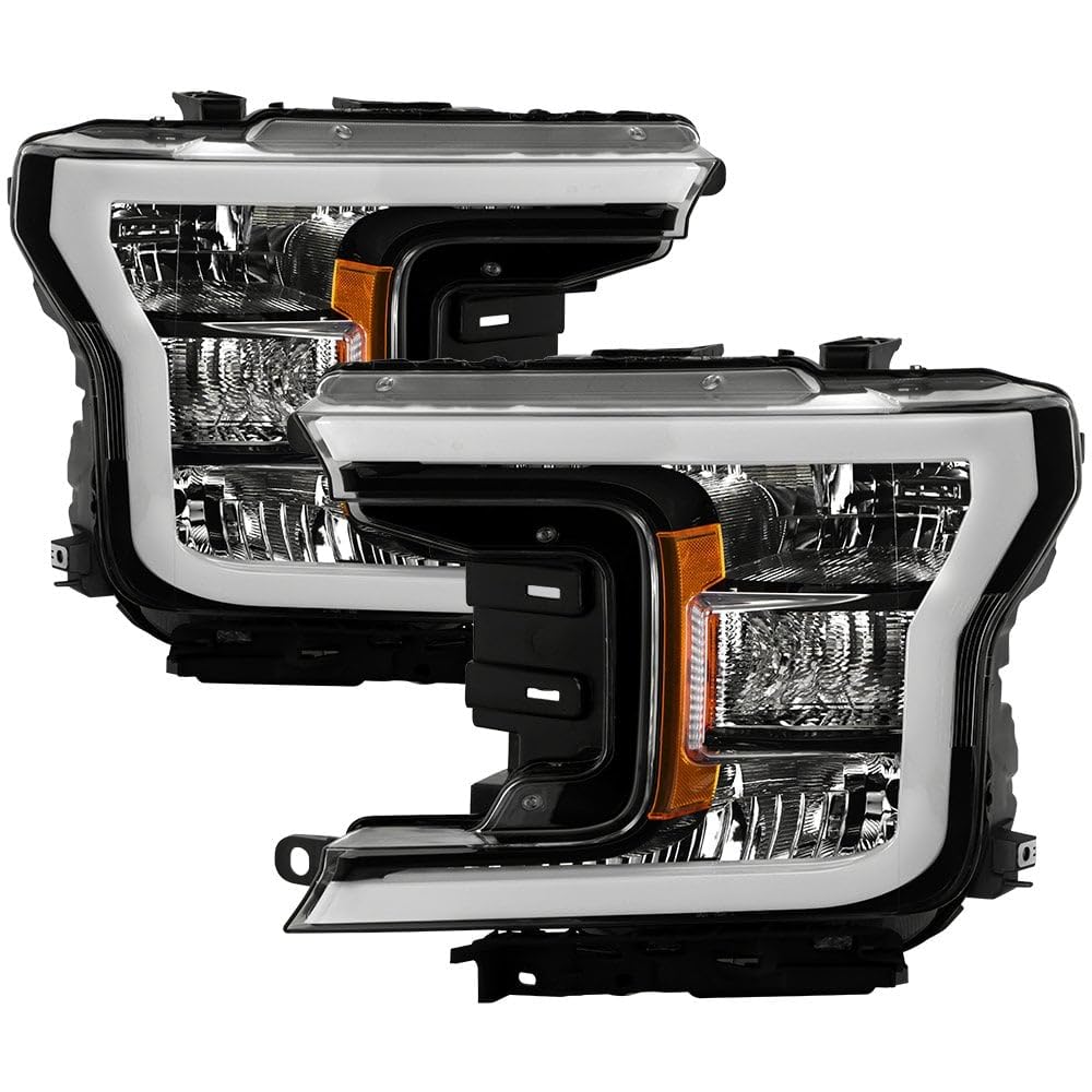 Ford F150 Spyder (xTune) 18-20 (XL XLT Lariat Model) w/LED DRL Halogen Headlight - Low Beam-H11(Included) ; High Beam-HB3(Included) ; Signal-7444NA(Included) - Black