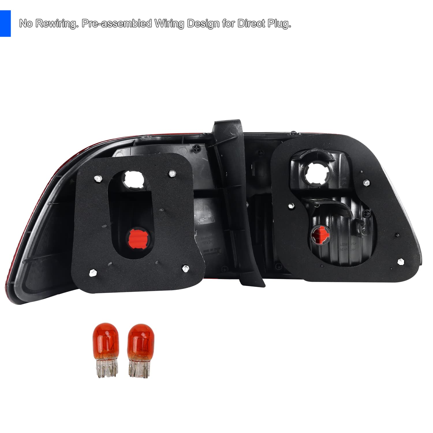 Red Tail Lights SPEC-D TUNING Compatible with 1999-2000 Honda Civic 4 Door Sedan Left & Right Pair Assembly