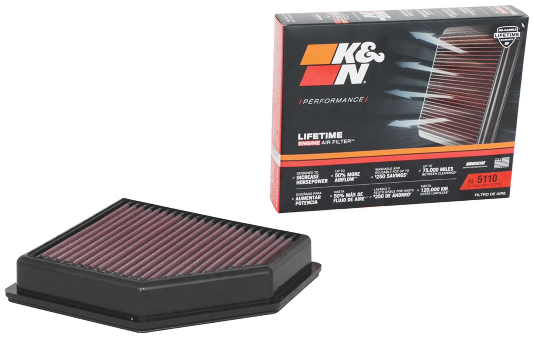 K&N Original High-Flow Lifetime Engine Air Filter: Increase Power: Premium, Washable: Compatible with 2020-2025 NISSAN: Sentra, 33-5110
