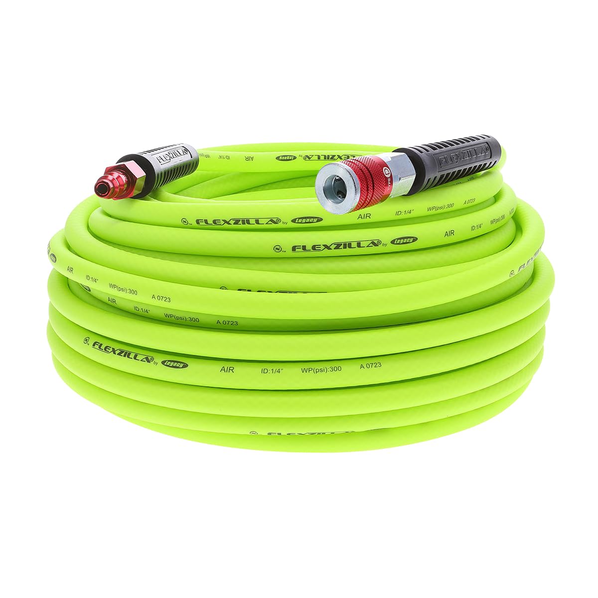 Flexzilla Air Hose HFZ14100YW2-D with ColorConnex Industrial 100 Feet | 1/4" Hose I.D. | Revolutionary Design | Lightweight and Heavy Duty | Pre-Sealed Threads